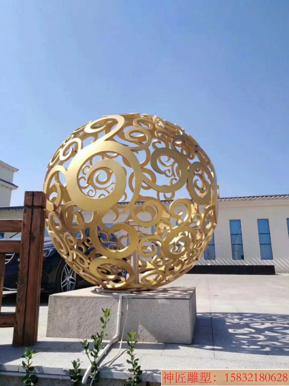 不锈钢镂空球雕塑厂家 3米直径球形雕塑