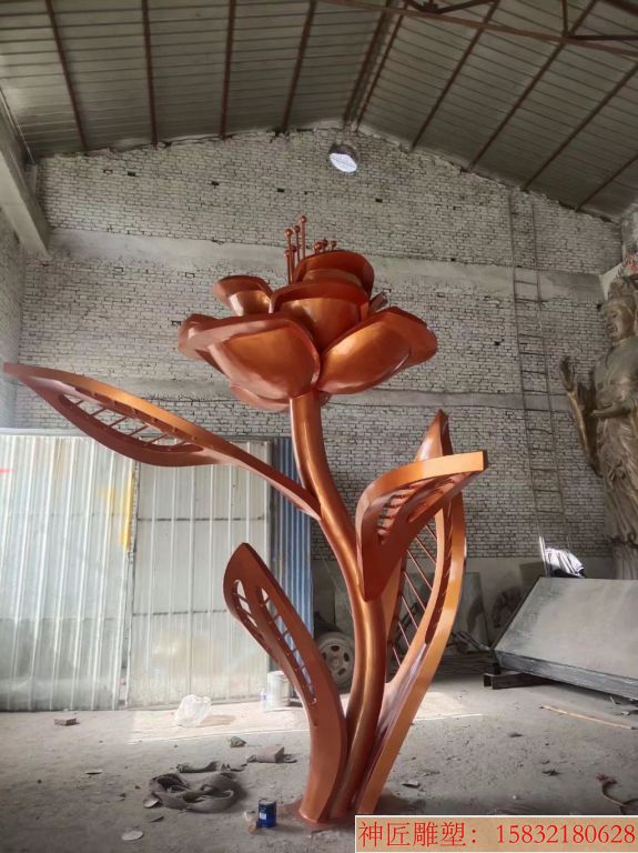 不锈钢玫瑰花朵雕塑厂家 广场花朵雕塑