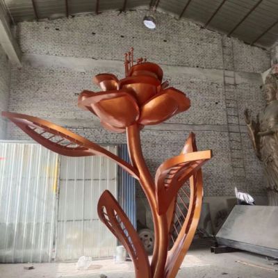 不锈钢玫瑰花朵雕塑厂家 广场花朵雕塑